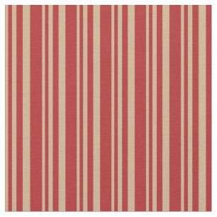 Tan and Red Coloured Stripes/Lines Pattern Fabric