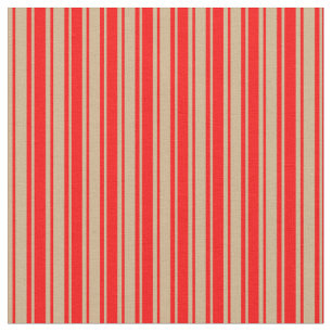 Tan and Red Lined/Striped Pattern Fabric