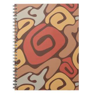 Tan and Rust Warm Spiral Coil Pattern Notebook