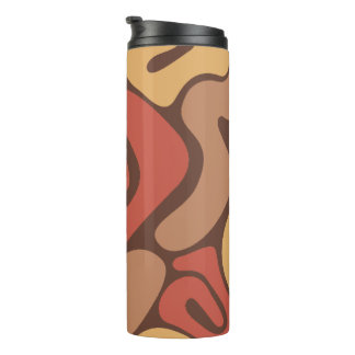 Tan and Rust Warm Spiral Coil Pattern Thermal Tumbler