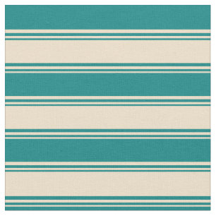 Tan and Teal Coloured Lines/Stripes Pattern Fabric