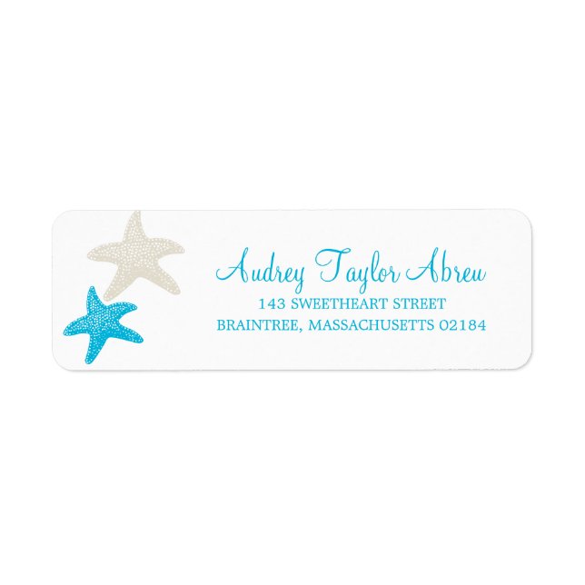 Tan and Teal Starfish | Return Address Label (Front)