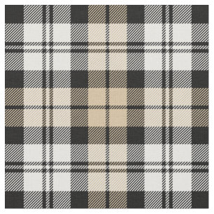 Tan and White Black Watch Tartan Plaid Fabric