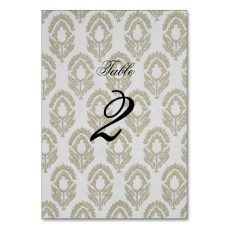 Tan and White Block Print Table Number Card