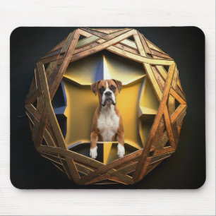 Tan And White Boxer Dog In A Futuristic Frame Mouse Pad