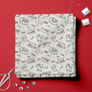 Tan and White 😼 Cute Cat Illustrations Fabric