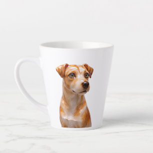 Tan and White Dog Portrait Illustration Latte Mug