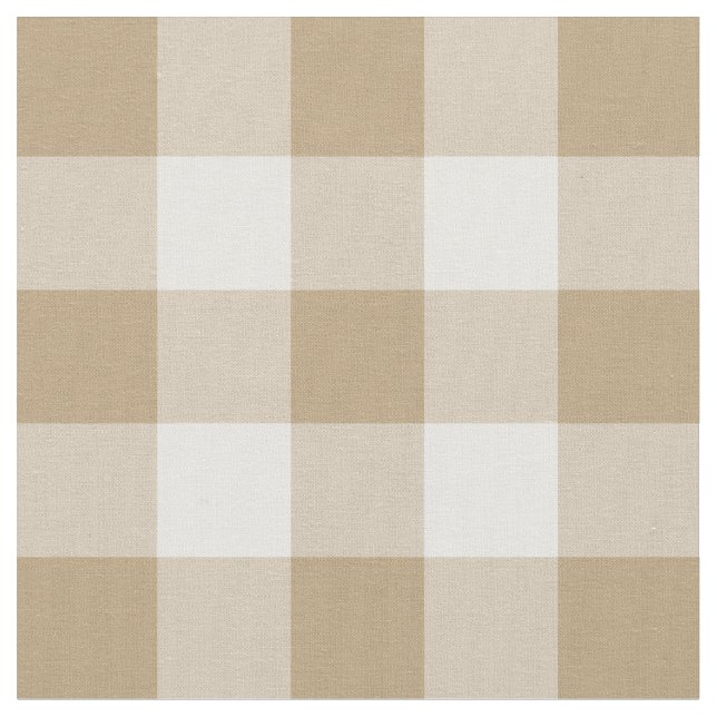 Tan and White Gingham Pattern Fabric (Close Up)