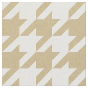 Tan and White Houndstooth Check Fabric