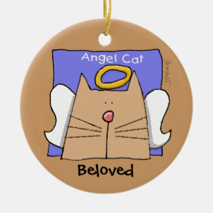Tan Angel Cat Personalise Ceramic Ornament