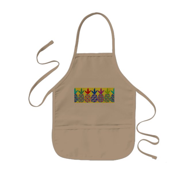 Tan Apron with Funky Pineapples (Front)