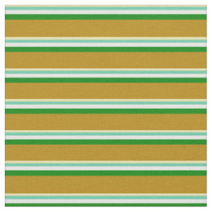 Tan, Aquamarine, White, Green, and Dark Goldenrod Fabric