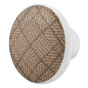 TAN ARGYLE KNIT Ceramic Knob