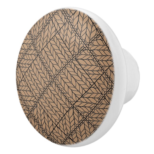 TAN ARGYLE KNIT Ceramic Knob  (Right)