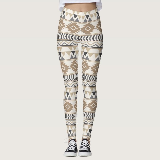 Tan Aztec  Women's Leggings (Front)