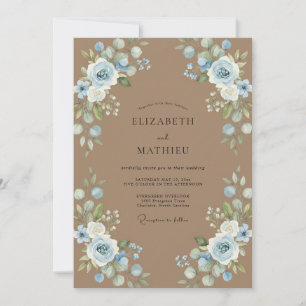 Tan Azure Rose Wedding Invitation