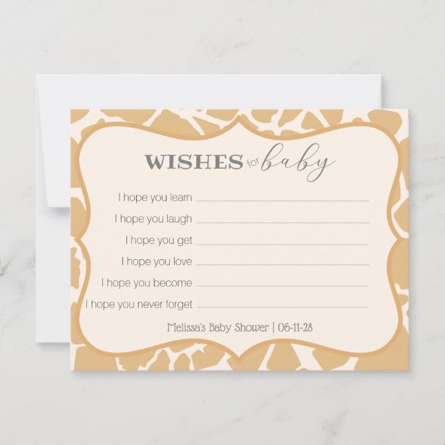 Tan Baby Giraffe  Wishes for Baby (Front)