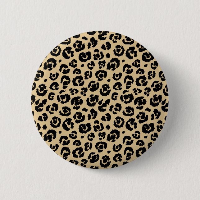 Tan Beige Black Leopard Print 6 Cm Round Badge (Front)