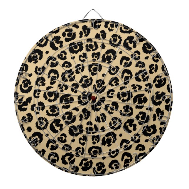 Tan Beige Black Leopard Print Dartboard (Front)