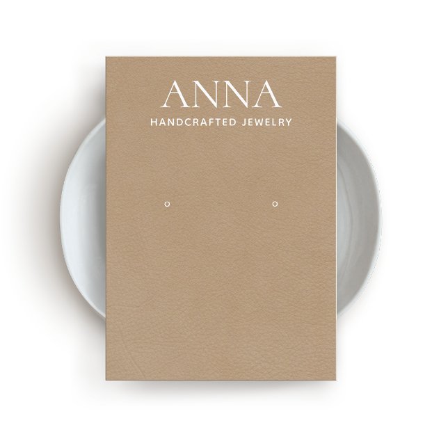 Tan Beige Leather Earring Display Business Card (Creator Uploaded)