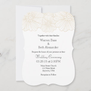 Tan Beige Mod Flower Outlines Wedding Invitations