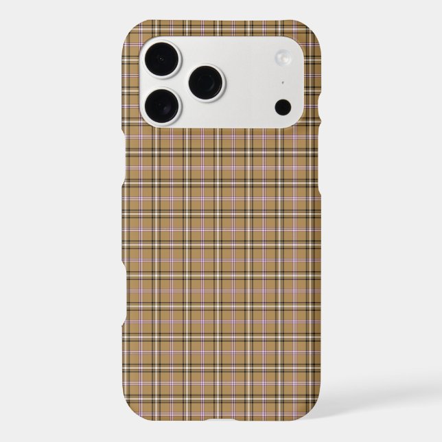 Tan Beige Plaid Retro Color iPhone Case (Back)