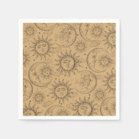 Tan Beige Vintage Celestial Sun Moon Stars Party