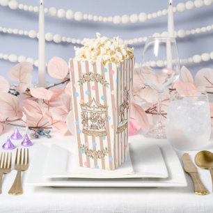 Tan/Beige Vintage Horse Carousel Baby Shower Favour Box