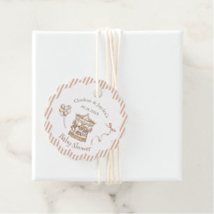 Tan/Beige Vintage Horse Carousel Baby Shower Favour Tags