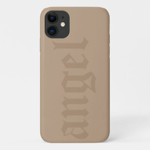 tan big angel lettering phone case
