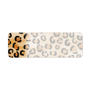 Tan, Black and Brown Leopard Print Pattern. Return Address Label