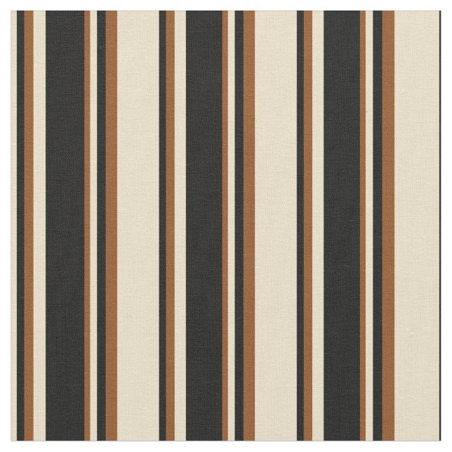 Tan, Black, and Brown Lines/Stripes Pattern Fabric (Close Up)