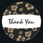 Tan & Black Elegant Hibiscus Floral Sticker<br><div class="desc">Tan & Black Elegant Hibiscus Floral Sticker. Customise with any text.</div>