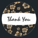 Tan & Black Elegant Hibiscus Floral Sticker<br><div class="desc">Tan & Black Elegant Hibiscus Floral Sticker. Customise with any text.</div>