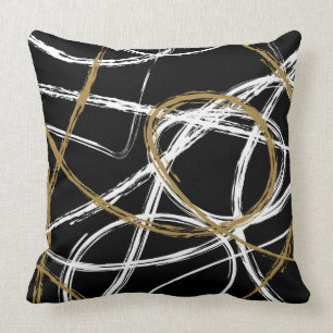 tan BLACK LINES DESIGN Retro Throw Pillow