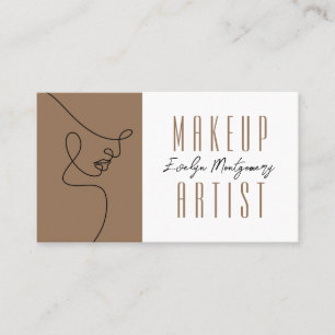 Tan Black QR Code Script Makeup Business Card