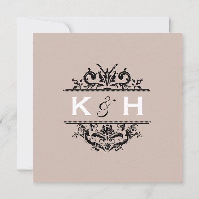 Tan & Black Square Crest Invite (Front)