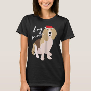 Tan Black & White Basset Hound Dog Mum Christmas R T-Shirt