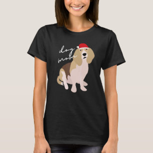 Tan Black & White Basset Hound Dog Mum Christmas T-Shirt