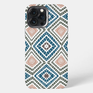 tan blue green African Tribal Mud Cloth iPhone 13 Pro Max Case