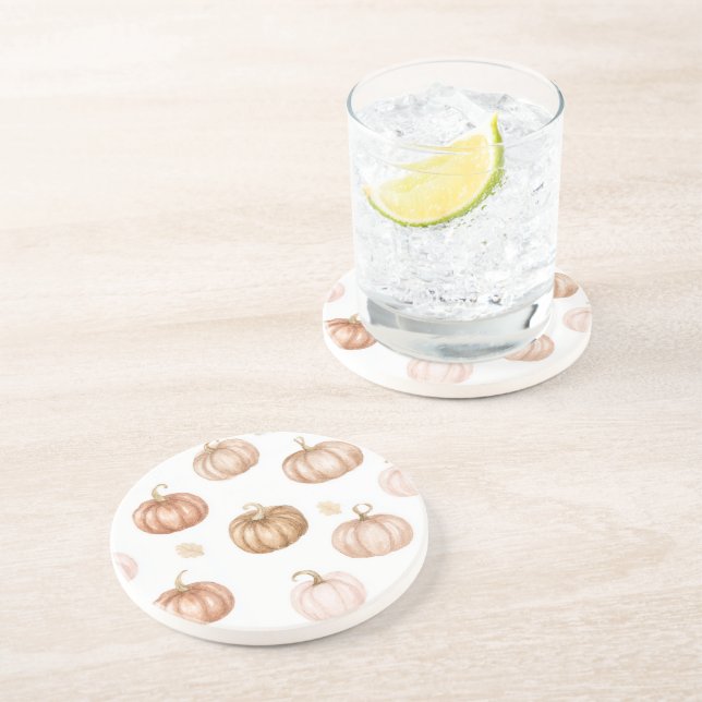 Tan Blush Cream Pumpkins Coaster (Side)