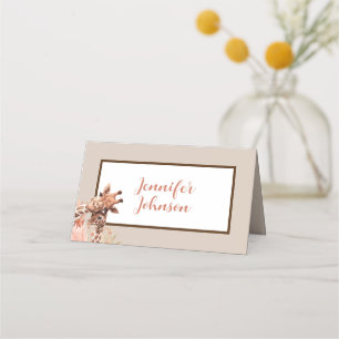 Tan Boho Giraffe Baby Shower Place Cards