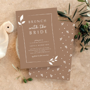 Tan Botanical Brunch With The Bride Bridal Shower Invitation