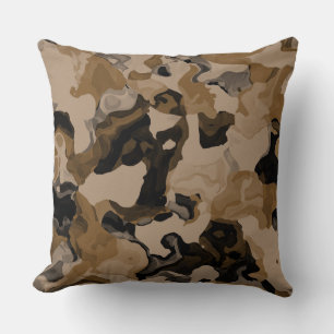 Tan, Brown and Black Abstract Cushion
