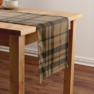 Tan, Brown, and Black Scottish Tartan Heritage  Short Table Runner