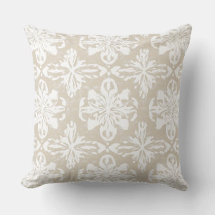 Tan Brown and White Decorative Throw Pillow