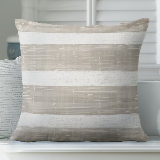 Tan Brown and White Striped Pillow (Creator Uploaded)
