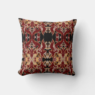 Tan Brown Beige Black Burgundy Mediterranean Motif Cushion