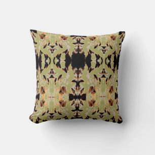 Tan Brown Beige Black Olive Mediterranean Mosaic Cushion