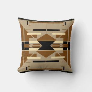 Tan Brown Beige Black Southwest Symmetrical Motif Cushion